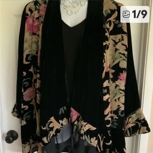 Graceful Black Velvet Two-Piece-Look Soft   Surroundings Jacket Womens 16